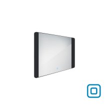 Černé LED zrcadlo 80x60 cm, dotykový senzor