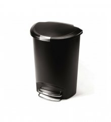 Pedálový odpadkový koš Simplehuman - 50 l, půlkulatý, černý plast