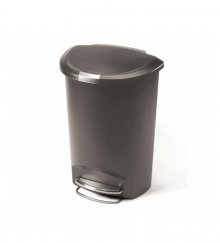 Pedálový odpadkový koš Simplehuman - 50 l, půlkulatý, šedý plast