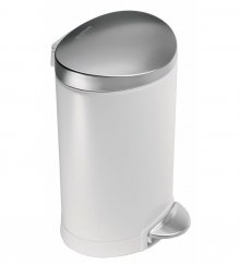 Pedálový odpadkový koš Simplehuman - 6 l, půlkulatý, bílá/matná ocel, FPP