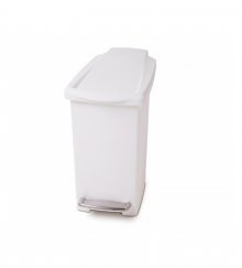 Pedálový odpadkový koš Simplehuman - 10 l, úzký, bílý plast