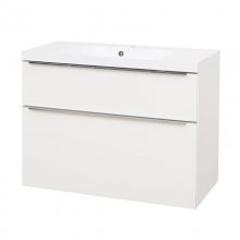 Mailo, koupelnová skříňka s umyvadlem z litého mramoru 101 cm, bílá, úchytka: chrom