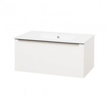 Mailo, koupelnová skříňka s keramickým umyvadlem 81 cm, bílá, úchytka: chrom