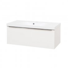 Mailo, koupelnová skříňka s umyvadlem z litého mramoru 101 cm, bílá, úchytka: chrom