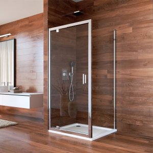 Sprchový kout, Lima, čtverec, 100x100x190 cm, chrom ALU, sklo čiré, dveře pivotové