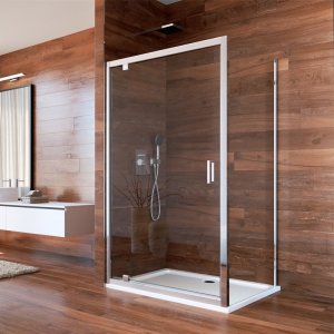 Sprchový kout, Lima, obdélník, 100x90x190 cm, chrom ALU, sklo čiré, dveře pivotové