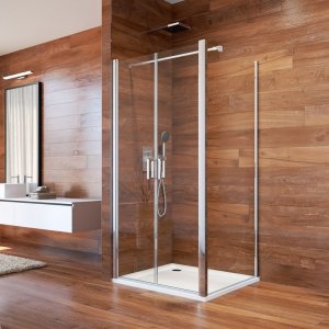Sprchový kout, Lima, čtverec, 120x120x190 cm, chrom ALU, sklo čiré, dveře lítací