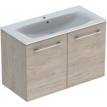 Nábytkový set umyvadla Geberit Selnova Square a skříňkou 100 cm, 2 dvířka, ořech světlý