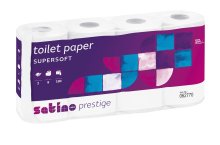 Toaletní papír WA Satino Prestige Standard, 2 vrstvy, bílý, celulóza, 8 rolí