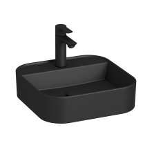 Astra - umyvadlová mísa 40 cm, čtvercová, s armaturní deskou, bez přepadu, černá matná