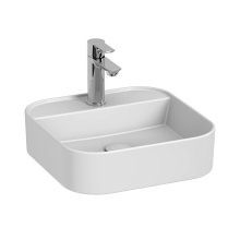 Astra - umyvadlová mísa 40 cm, čtvercová, s armaturní deskou, bez přepadu, bílá matná