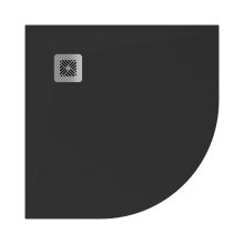 Selina - sprchová vanička 80x80, čtvrtkruhová, litý mramor, vč. nerezové krytky sifonu, černá