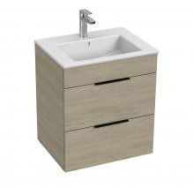 Cube - skříňka s umyvadlem 55 cm, 2 zásuvky, jasan