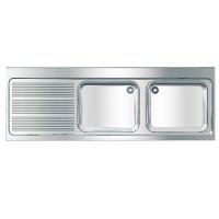 MAXIMA MAXL212-200 - živnostenský dřez 200x70 cm, odkapová deska vlevo
