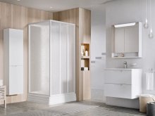 ASBP3 90x90 sprchový box čtvercový, rám bílý/plast pearl