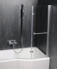 Odessa vanová zástěna s pneumatickým zdvihem, š. 970 mm, stříbrná, čiré sklo