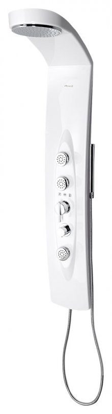 Sprchový termostatický panel MOLA 21x130 cm, rohový, pro rozteč 100 mm