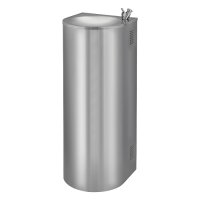 SLUN 43C - Nerezová pitná fontána určená k montáži ke stěně, s chladící jednotkou a tlačnou pitnou armaturou