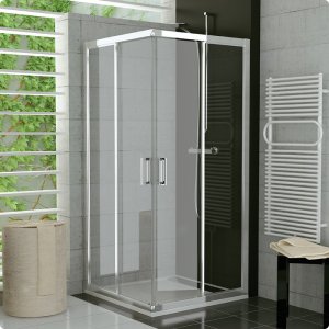 TOP - rohový kout s dvoudílnými posuvnými dveřmi 80 cm, levá část, sklo čiré, rám aluchrom