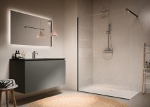 STR4P 62 - pevná stěna samostatná s vyrovnávacím profilem 90 cm, profil Grigio Ardesia Mat