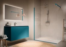 STR4P 63 - pevná stěna samostatná s vyrovnávacím profilem 90 cm, profil Blu Oceano Mat