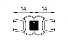 Svislé magnetické těsnění 180° na 6 mm skla (pár), pro PUR, Cadura, Escura, Swing-Line, Swing-Line F, Top-Line, Top-Line S, Annea, Solino