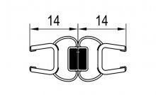 Svislé magnetické těsnění 180° na 6 mm skla (pár), pro PUR, Cadura, Top-Line S, Annea, Solino