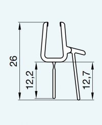 Vodorovné těsnění na 6 mm skla, bez frézování, pro Cadura, Escura, Swing-Line, Swing-Line F, Top-Line, Top-Line S, Annea, Solino