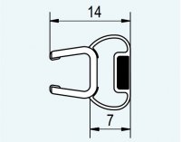 Svislé magnetické těsnění 180° na 6 mm skla, pro Cadura, Top-Line, Top-Line S