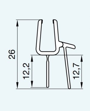 Vodorovné těsnění na 6 mm skla s těsněním 42356, pro PUR, Cadura, Divera, Annea, Solino