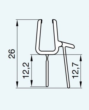 Vodorovné těsnění na 6 mm skla s těsněním 42356, pro Cadura, Escura, Swing-Line, Swing-Line F, Top-Line, Top-Line S, Annea, Solino