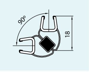 Svislé magnetické těsnění 90° na 6 mm skla, pro Cadura, Divera, Top-Line S, Annea, Solino, černé