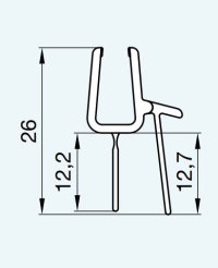 Vodorovné těsnění na 6 mm skla s těsněním 42356, pro PUR, Cadura, Divera, Annea, Solino, černé