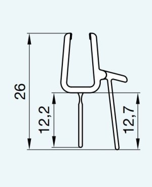 Vodorovné těsnění na 6 mm skla s V3.SOL, pro PUR, Cadura, Divera, Annea, Solino, černé