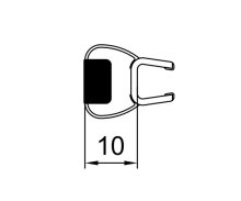 Svislé magnetické těsnění 180° pro 6 mm sklo, pro Divera, 1 kus