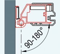 Profil k upevnění dveří na straně madla nebo boční stěny do zdi pod úhlem 90-180°, pro Swing-Line, Swing-Line F