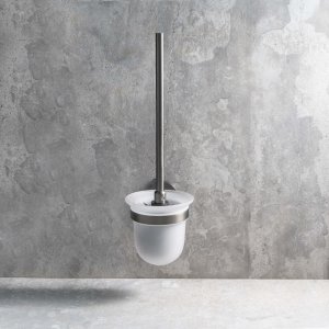 Graphit - WC štětka, miska sklo, kartáč černý, grafitová mat