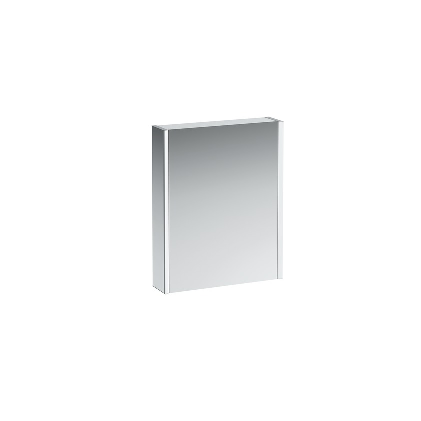 Laufen Frame 25 - hliníková zrcadlová skříňka 75x60, LED, panty vlevo, el.zásuvka, prostorové osvětlení, bílá H4084519001451
