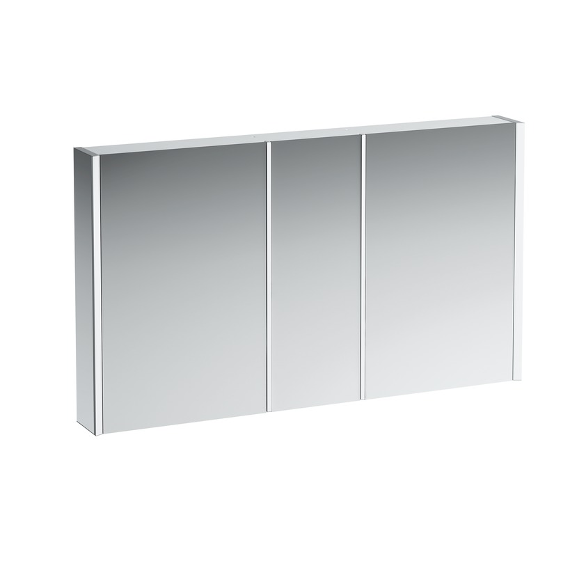 Laufen Frame 25 - hliníková zrcadlová skříňka 75x130, LED, el.zásuvka, bílá H4087049001451
