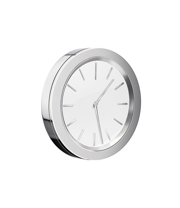 Time - samolepící hodiny bílé 60 mm, chrom