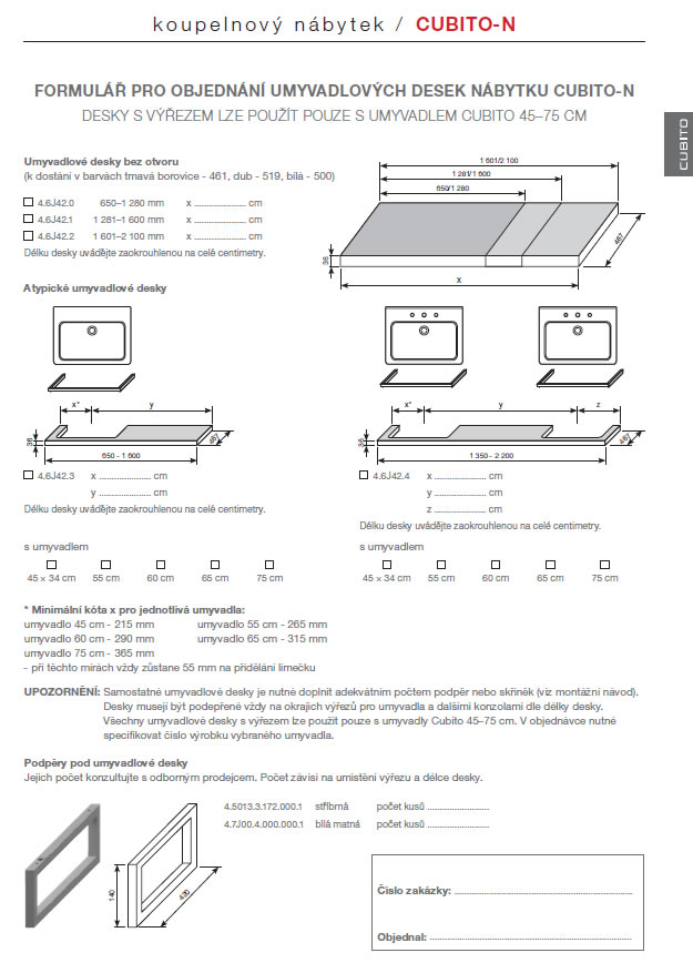 Náhled Cubito - atypická umyvadlová deska řezatelná 65-128 cm, dub