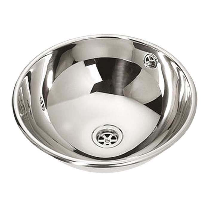 SLUN 45 - Nerezové zápustné umyvadlo s přepadem, pr. 36 cm, lesklý povrch