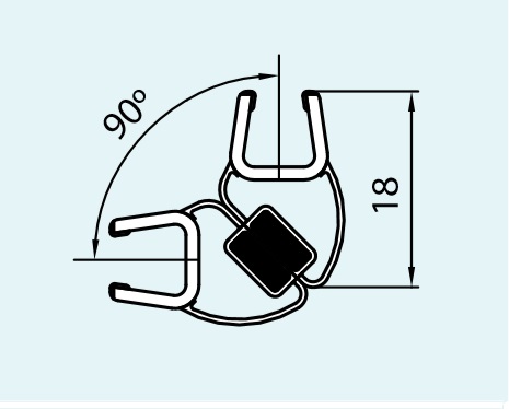 Svislé magnetické těsnění 90° na 6 mm skla, pro Cadura, Divera, Top-Line S, Annea, Solino, černé