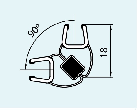 Svislé magnetické těsnění 90° na 6 mm skla, pro Cadura, Escura, Swing-Line, Swing-Line F, Top-Line, Top-Line S, Annea, Solino 42352.KD.2000-42352TL.2000+42352TR.2000