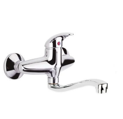 Polar New - dřezová nástěnná baterie, rozteč 100, ploché S ústí 180 mm