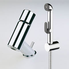 Alessi One - umyvadlová baterie, ruční sprška Bidetta, vypouštěcí ventil, hadičky