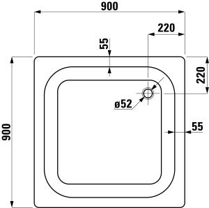 Náhled Platina - ocelová vanička čtvercová 90x90x16