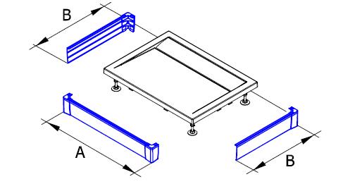PWI - hliníkový panel k obdélníkové vaničce 120x80, montáž ke stěně (U-panel)