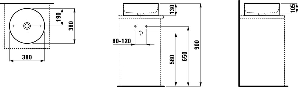 Náhled Living Square SaphirKeramik - umyvadlová mísa 38 cm, bez otvoru pro baterii
