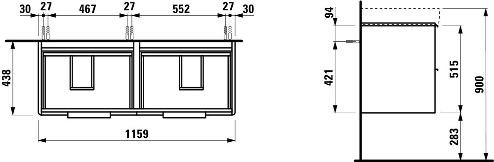 Náhled Base - skříňka 115,9x43,8 pod dvojumyvadlo H814966, multicolor